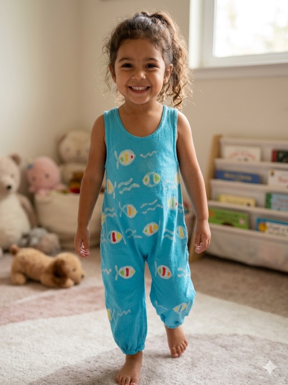 Vintage Biobottoms Fresh Air Wear Fish Romper Size 3/4 years